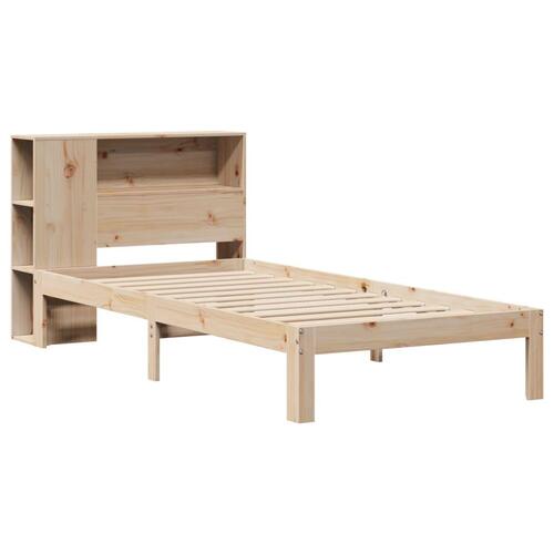 Seng med reol uden madras 75x190 cm massivt fyrretræ