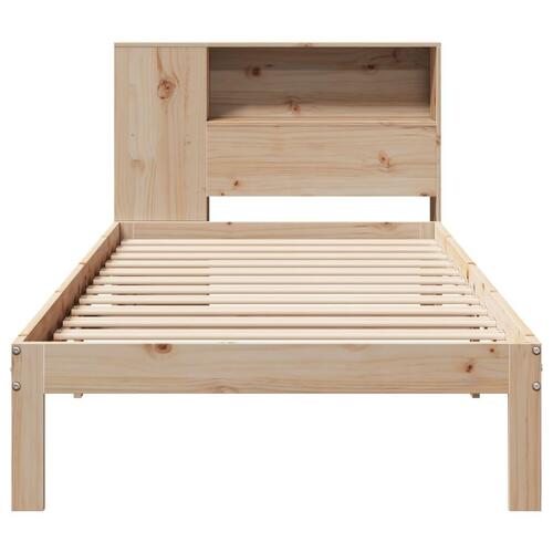 Seng med reol uden madras 75x190 cm massivt fyrretræ
