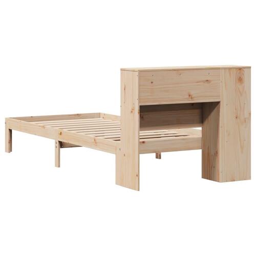 Seng med reol uden madras 75x190 cm massivt fyrretræ