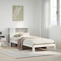 Seng med reol uden madras 100x200 cm massivt fyrretræ hvid