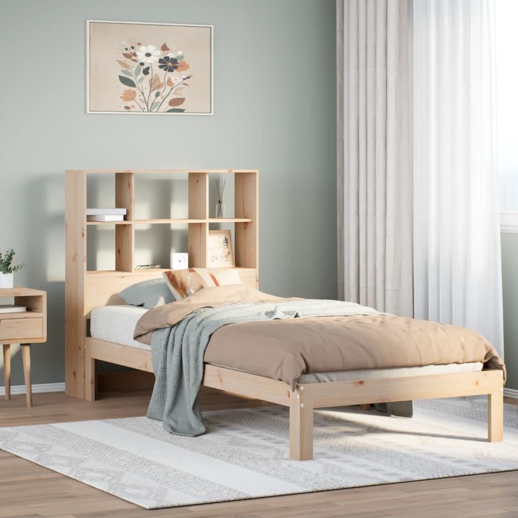 Seng med reol uden madras 90x190 cm massivt fyrretræ