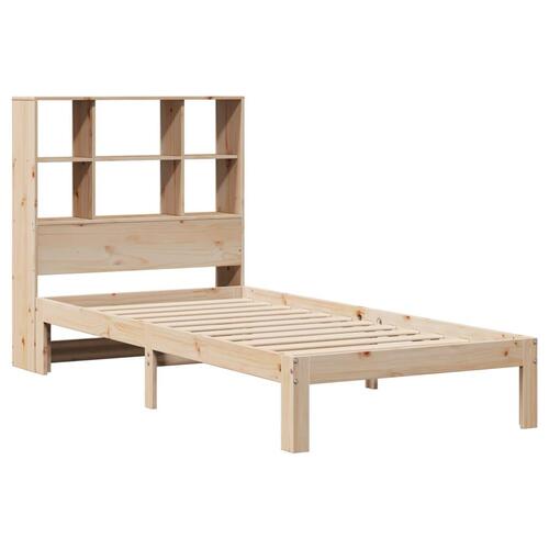 Seng med reol uden madras 90x190 cm massivt fyrretræ