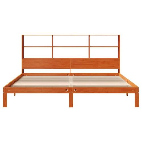 Seng med reol uden madras 180x200cm massivt fyrretræ gyldenbrun