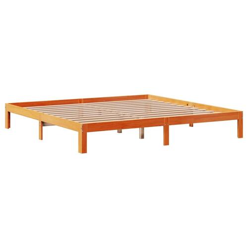 Seng med reol uden madras 180x200cm massivt fyrretræ gyldenbrun