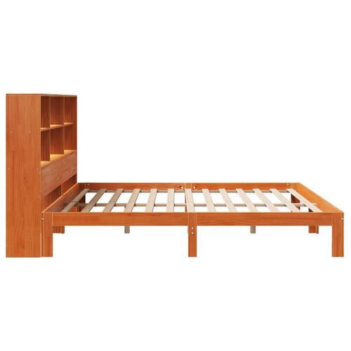 Seng med reol uden madras 180x200cm massivt fyrretræ gyldenbrun