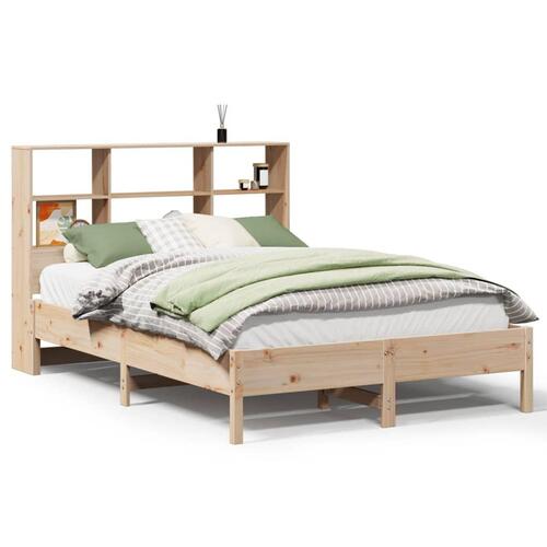 Seng med reol uden madras 150x200 cm massivt fyrretræ