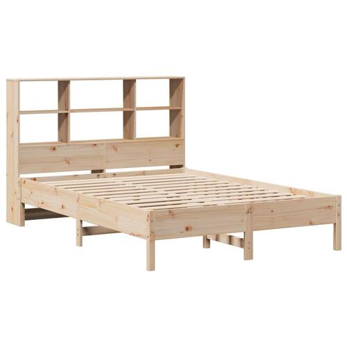 Seng med reol uden madras 150x200 cm massivt fyrretræ
