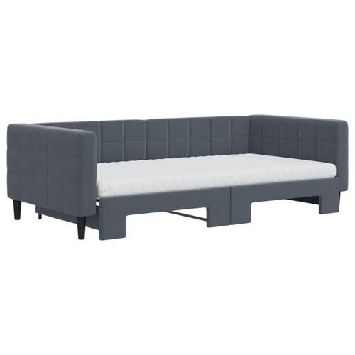 Daybed med udtræk og madras 100x200 cm velour mørkegrå