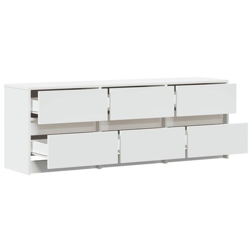 Tv-bord med LED-lys 140x34x50 cm konstrueret træ hvid