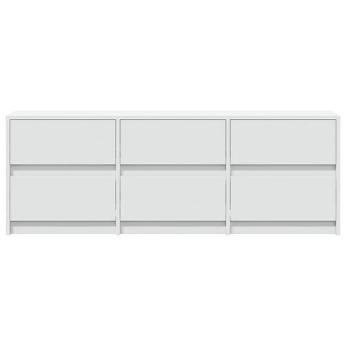 Tv-bord med LED-lys 140x34x50 cm konstrueret træ hvid