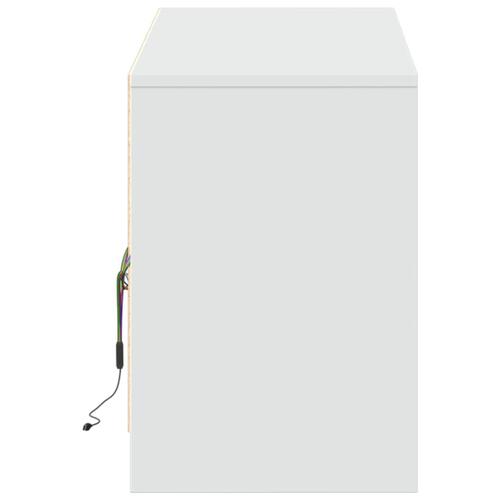 Tv-bord med LED-lys 140x34x50 cm konstrueret træ hvid