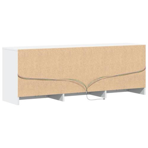 Tv-bord med LED-lys 140x34x50 cm konstrueret træ hvid