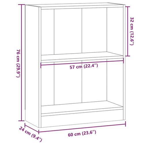 Bogreol 60x24x76 cm konstrueret træ egetræsfarvet