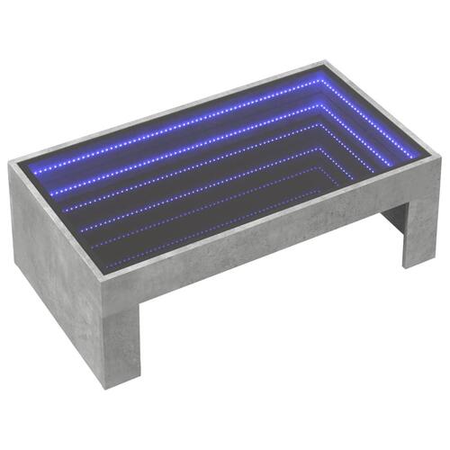 Sofabord med Infinity LED-lys 90x50x30 cm betongrå