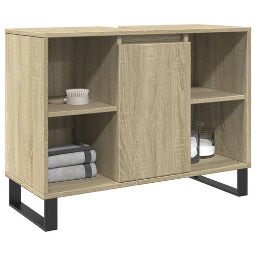 Badeværelsesskab 80x33x60 cm konstrueret træ sonoma-eg