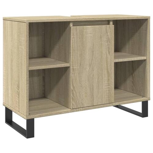 Badeværelsesskab 80x33x60 cm konstrueret træ sonoma-eg