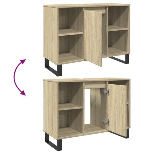 Badeværelsesskab 80x33x60 cm konstrueret træ sonoma-eg