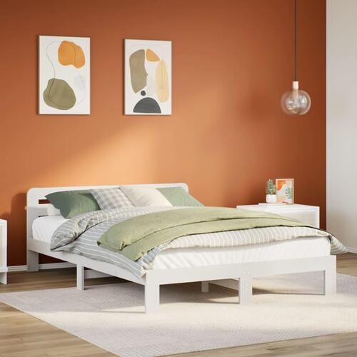 Sengeramme uden madras 120x200 cm massivt fyrretræ hvid