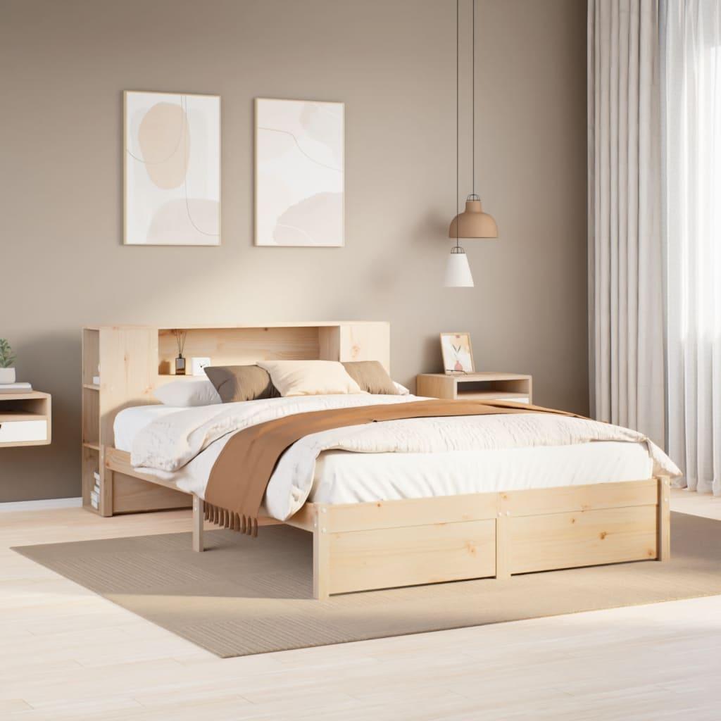 Seng med reol uden madras 140x200 cm massivt fyrretræ