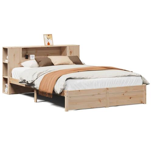 Seng med reol uden madras 140x200 cm massivt fyrretræ