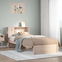 Seng med reol uden madras 90x190 cm massivt fyrretræ