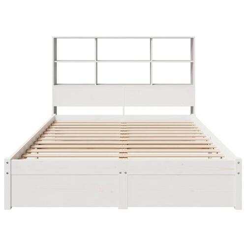 Seng med reol uden madras 120x200 cm massivt fyrretræ hvid
