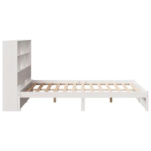 Seng med reol uden madras 120x200 cm massivt fyrretræ hvid