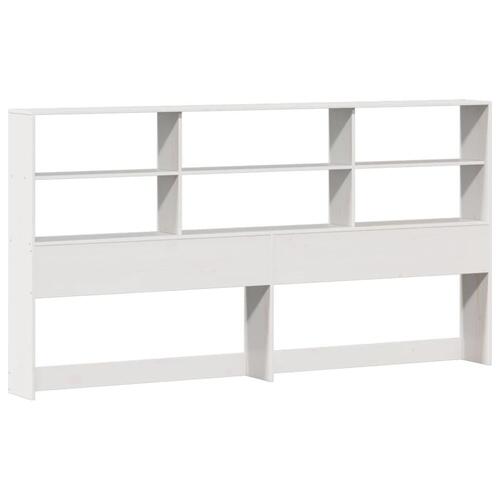 Seng med reol uden madras 200x200 cm massivt fyrretræ hvid