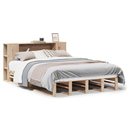 Seng med reol uden madras 120x190 cm massivt træ