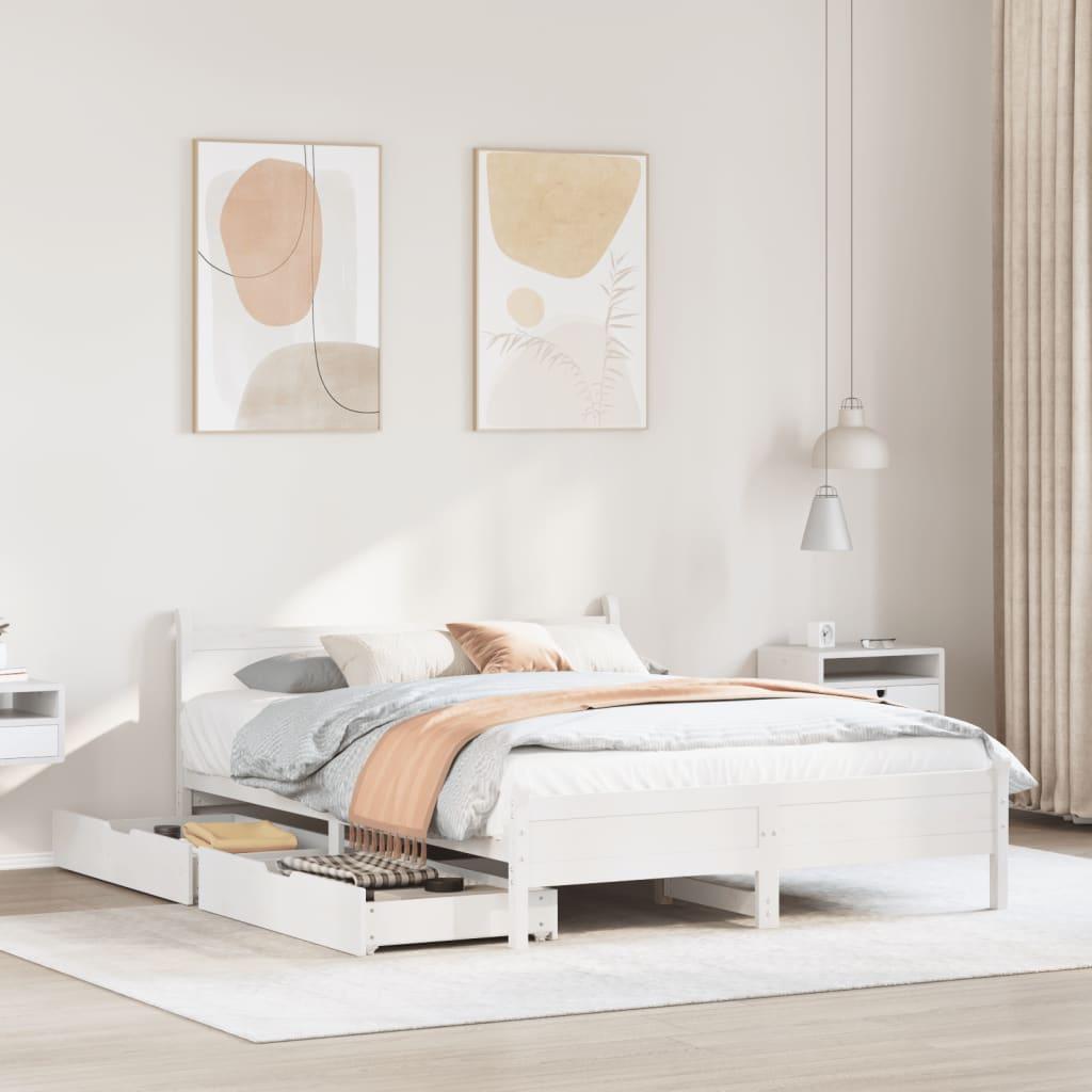 Sengeramme uden madras 120x190 cm massivt fyrretræ hvid