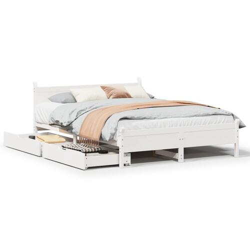 Sengeramme uden madras 120x190 cm massivt fyrretræ hvid