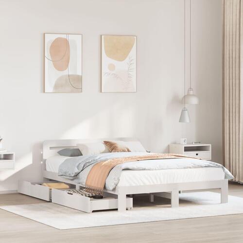 Sengeramme uden madras 120x190 cm massivt fyrretræ hvid