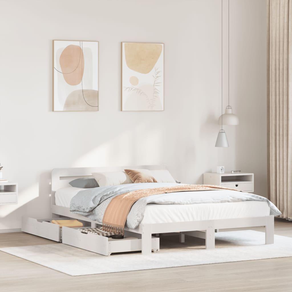 Sengeramme uden madras 120x190 cm massivt fyrretræ hvid