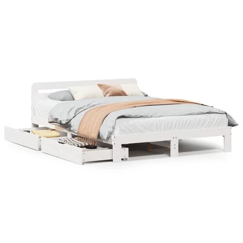 Sengeramme uden madras 120x190 cm massivt fyrretræ hvid
