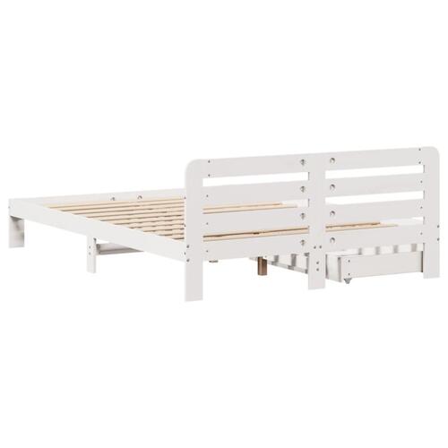 Sengeramme uden madras 120x190 cm massivt fyrretræ hvid