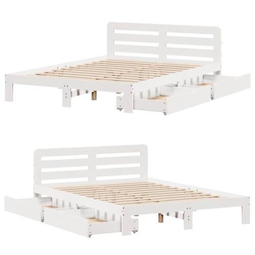 Sengeramme uden madras 120x190 cm massivt fyrretræ hvid