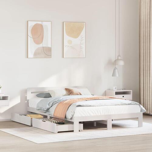 Sengeramme uden madras 160x200 cm massivt fyrretræ hvid