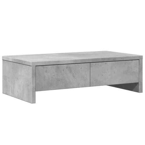 Skærmholder med skuffer 50x27x15 cm konstrueret træ betongrå