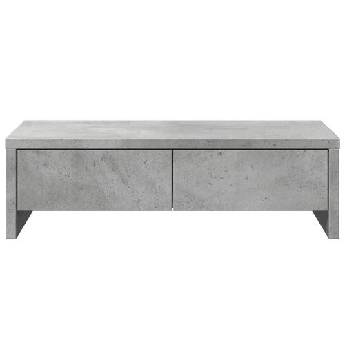 Skærmholder med skuffer 50x27x15 cm konstrueret træ betongrå