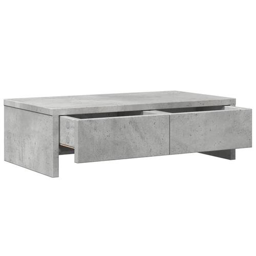 Skærmholder med skuffer 50x27x15 cm konstrueret træ betongrå