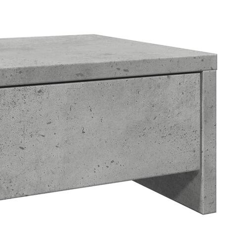 Skærmholder med skuffer 50x27x15 cm konstrueret træ betongrå