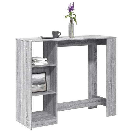 Barbord m. hylde 124x46x103,5 cm konstrueret træ grå sonoma-eg