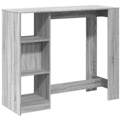 Barbord m. hylde 124x46x103,5 cm konstrueret træ grå sonoma-eg