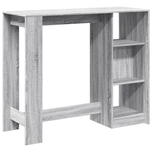 Barbord m. hylde 124x46x103,5 cm konstrueret træ grå sonoma-eg