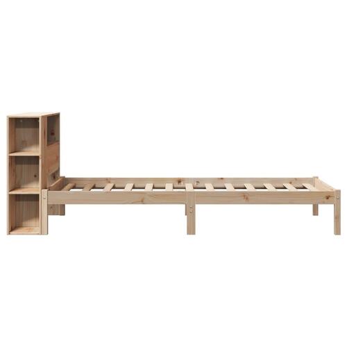Seng med reol uden madras 75x190 cm massivt fyrretræ