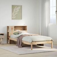 Seng med reol uden madras 100x200 cm massivt fyrretræ