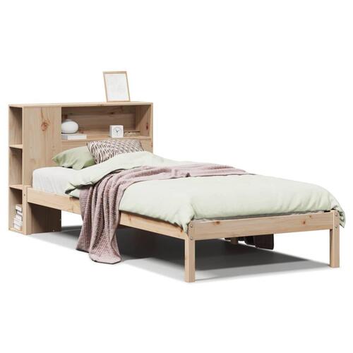 Seng med reol uden madras 100x200 cm massivt fyrretræ