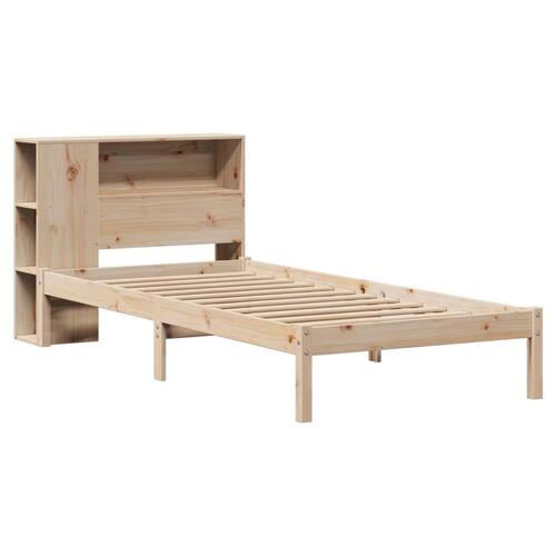 Seng med reol uden madras 100x200 cm massivt fyrretræ