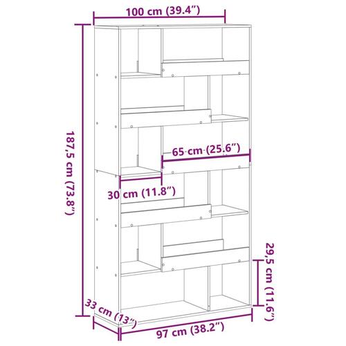 Rumdeler 100x33x187,5 cm konstrueret træ sonoma-eg