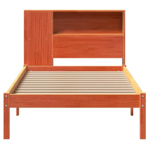 Seng med reol uden madras 75x190 cm massivt fyrretræ gyldenbrun